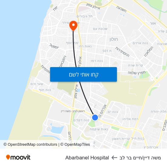 מפת משה דיין/חיים בר לב לAbarbanel Hospital