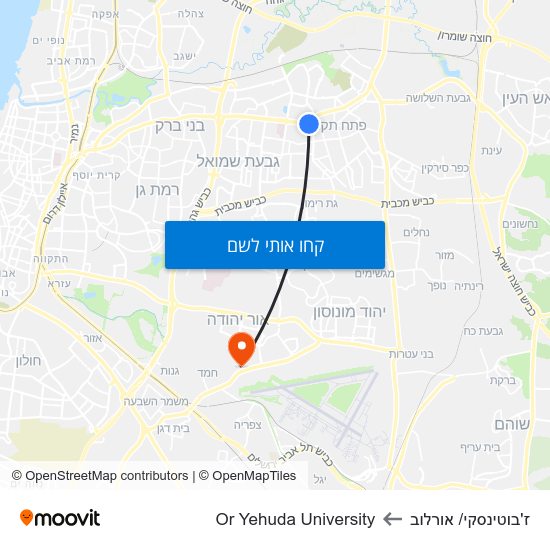 מפת ז'בוטינסקי/ אורלוב לOr Yehuda University