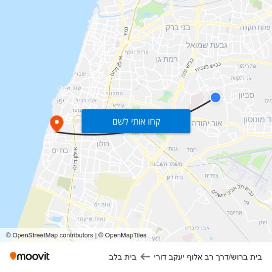 מפת בית ברוש/דרך רב אלוף יעקב דורי לבית בלב