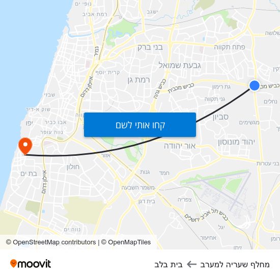 מפת מחלף שעריה למערב לבית בלב