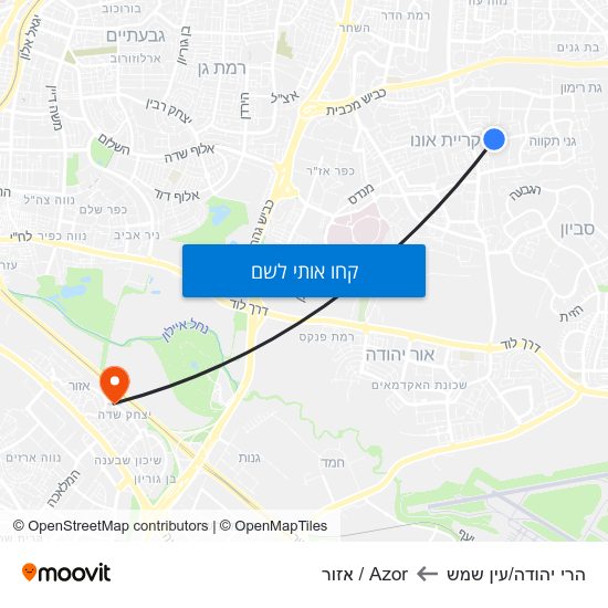 מפת הרי יהודה/עין שמש לAzor / אזור