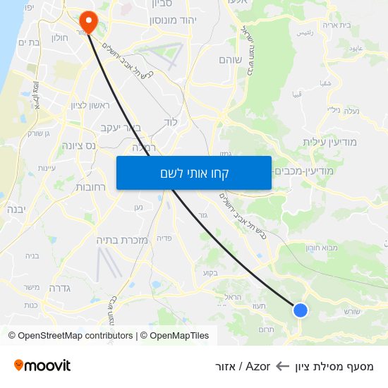 מפת מסעף מסילת ציון לAzor / אזור