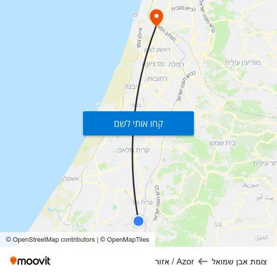 מפת צומת אבן שמואל לAzor / אזור