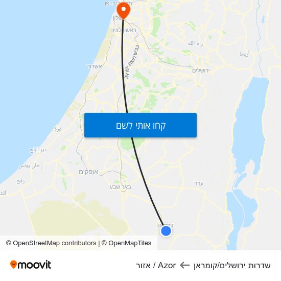 מפת שדרות ירושלים/קומראן לAzor / אזור