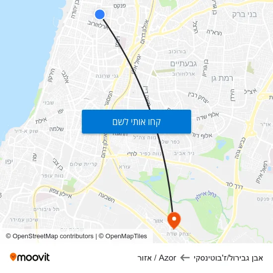 מפת אבן גבירול/ז'בוטינסקי לAzor / אזור