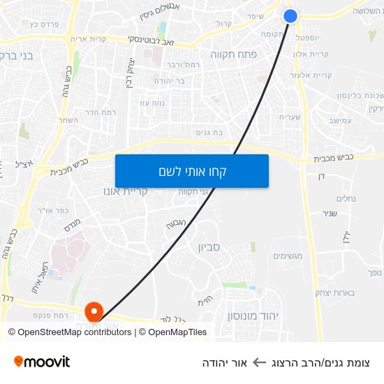 מפת צומת גנים/הרב הרצוג לאור יהודה