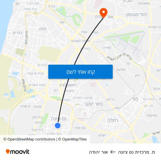 מפת ת. מרכזית נס ציונה לאור יהודה