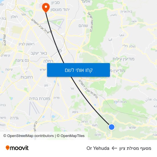 מפת מסעף מסילת ציון לOr Yehuda