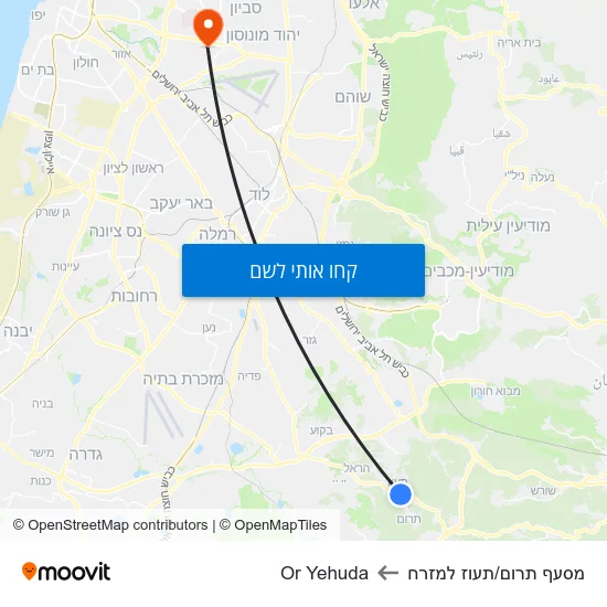 מפת מסעף תרום/תעוז למזרח לOr Yehuda