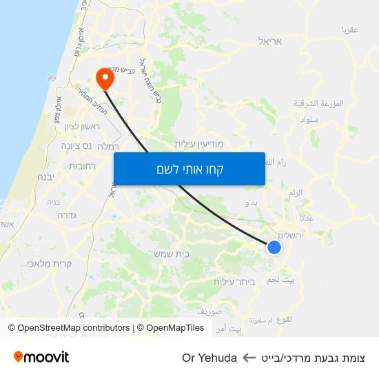 מפת צומת גבעת מרדכי/בייט לOr Yehuda