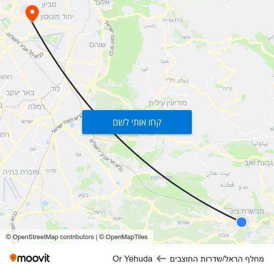 מפת מחלף הראל/שדרות החוצבים לOr Yehuda