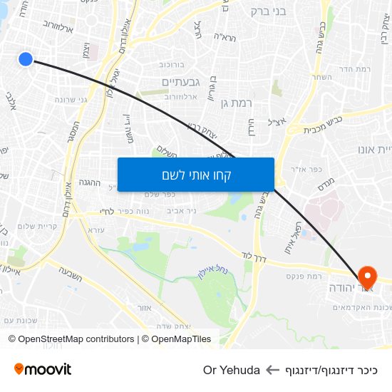 מפת כיכר דיזנגוף/דיזנגוף לOr Yehuda