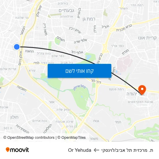 מפת ת. מרכזית תל אביב/לוינסקי לOr Yehuda