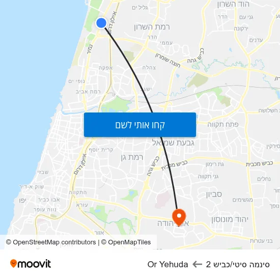 מפת סינמה סיטי/כביש 2 לOr Yehuda