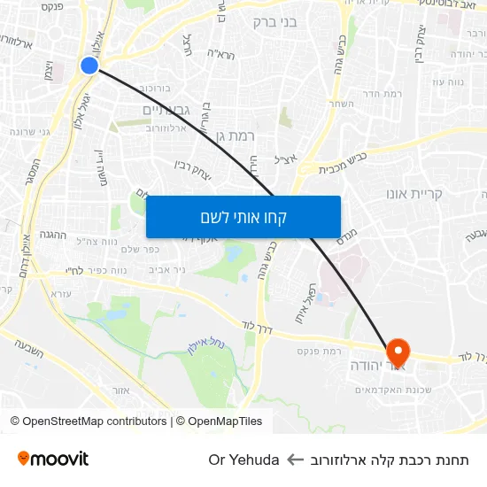 מפת תחנת רכבת קלה ארלוזורוב לOr Yehuda