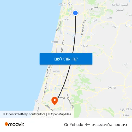 מפת בית ספר אלונים/הבנים לOr Yehuda