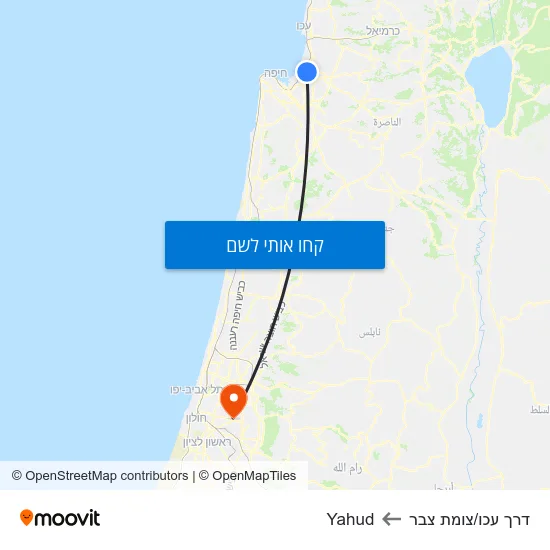 מפת דרך עכו/צומת צבר לYahud