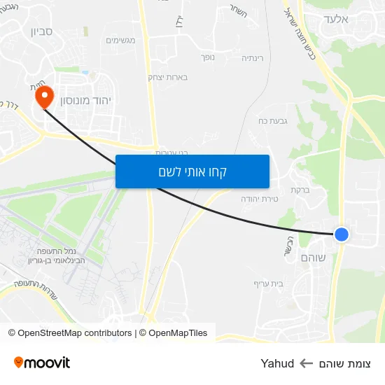מפת צומת שוהם לYahud