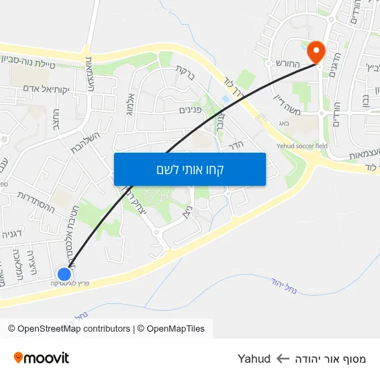 מפת מסוף אור יהודה לYahud