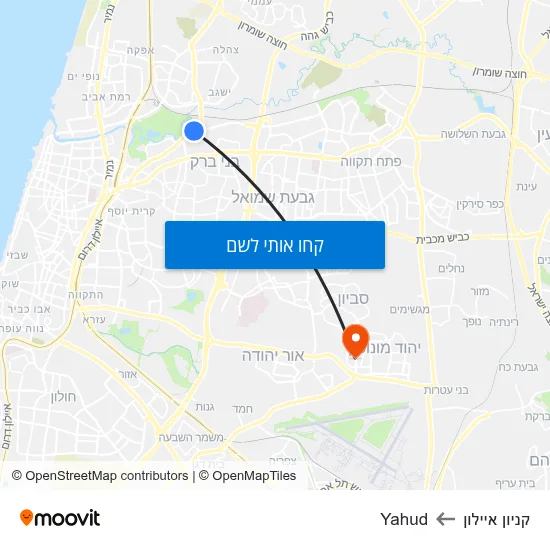 מפת קניון איילון לYahud