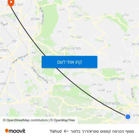 מפת מסוף הכניסה קמפוס ספרא/דרך בלפור לYahud