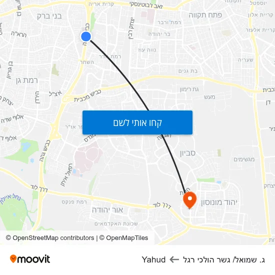 מפת ג. שמואל/ גשר הולכי רגל לYahud