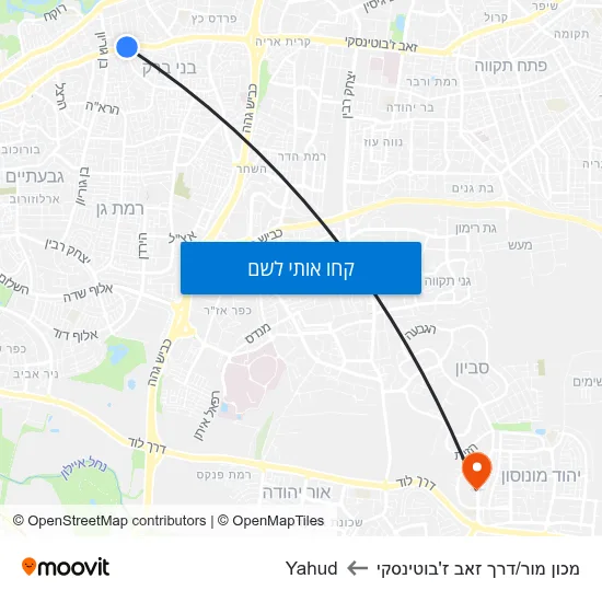 מפת מכון מור/דרך זאב ז'בוטינסקי לYahud