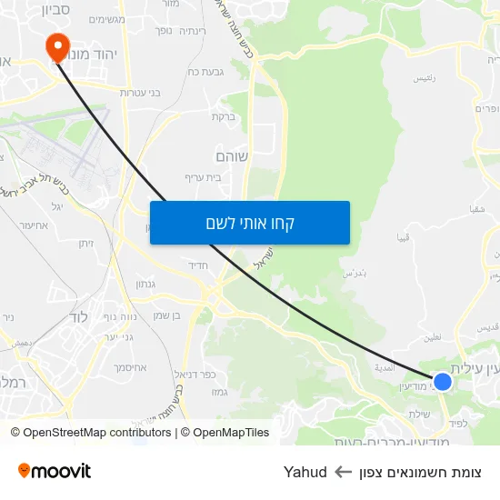 מפת צומת חשמונאים צפון לYahud
