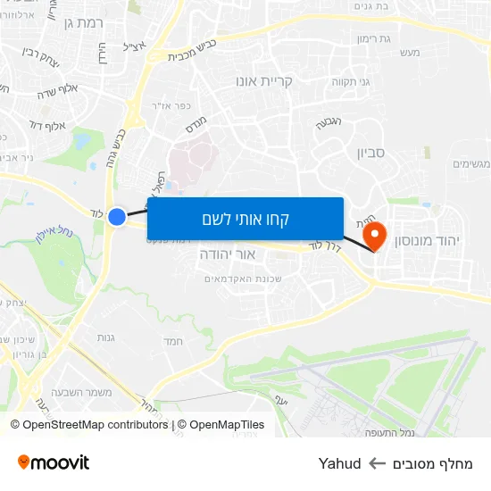 מפת מחלף מסובים לYahud