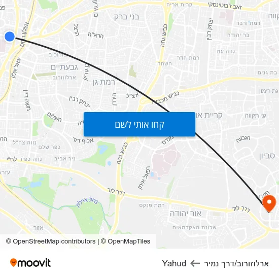 מפת ארלוזורוב/דרך נמיר לYahud