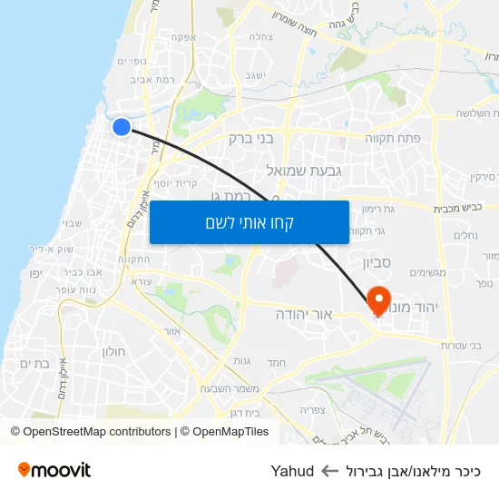 מפת כיכר מילאנו/אבן גבירול לYahud