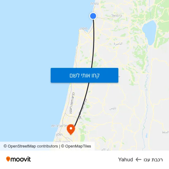 מפת רכבת עכו לYahud