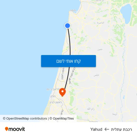 מפת רכבת עתלית לYahud