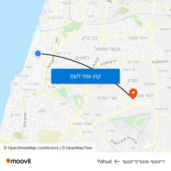 מפת דיזנגוף סנטר/דיזנגוף לYahud