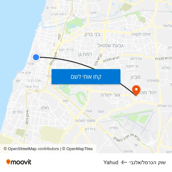 מפת שוק הכרמל/אלנבי לYahud