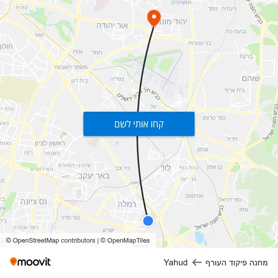 מפת מחנה פיקוד העורף לYahud