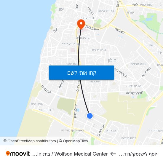 מפת יוסף לישנסקי/דוד סחרוב לWolfson Medical Center / בית חולים וולפסון