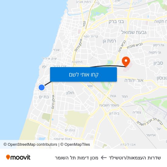 מפת שדרות העצמאות/רוטשילד למכון דימות תל השומר