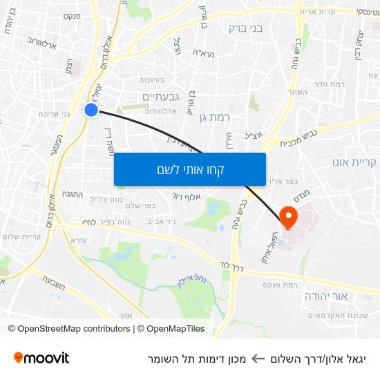 מפת יגאל אלון/דרך השלום למכון דימות תל השומר