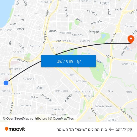 מפת קק''ל/רהב לבית החולים "שיבא" תל השומר