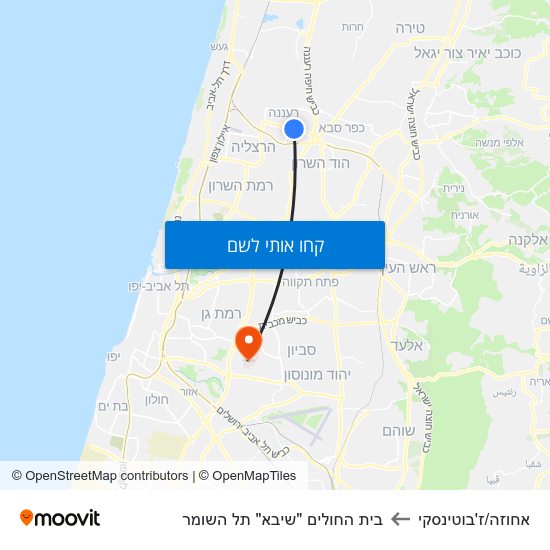 מפת אחוזה/ז'בוטינסקי לבית החולים "שיבא" תל השומר