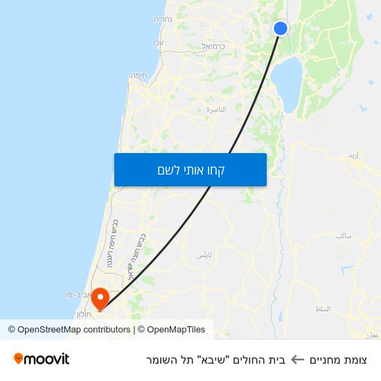 מפת צומת מחניים לבית החולים "שיבא" תל השומר