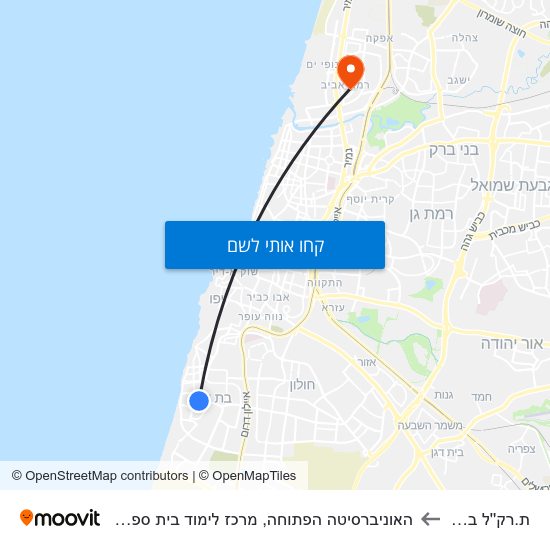 מפת ת.רק''ל בלפור להאוניברסיטה הפתוחה, מרכז לימוד בית ספר אליאנס