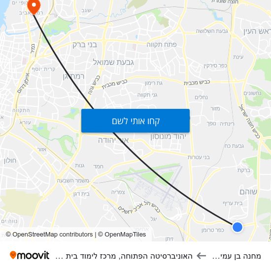 מפת מחנה בן עמי/כניסה להאוניברסיטה הפתוחה, מרכז לימוד בית ספר אליאנס