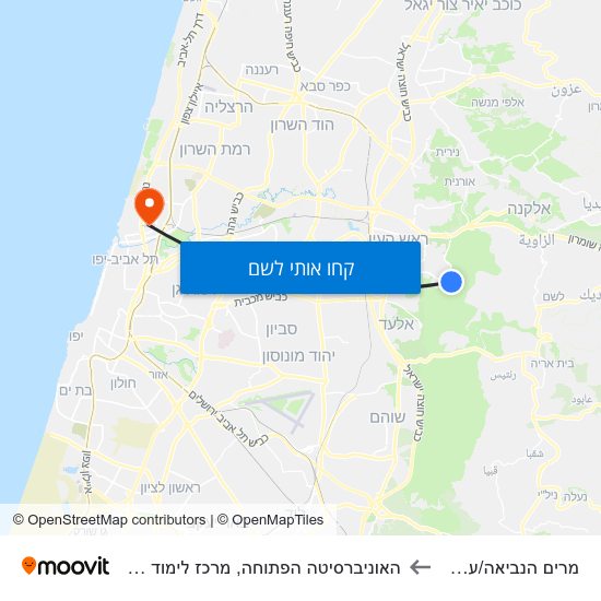 מפת מרים הנביאה/עמוס הנביא להאוניברסיטה הפתוחה, מרכז לימוד בית ספר אליאנס