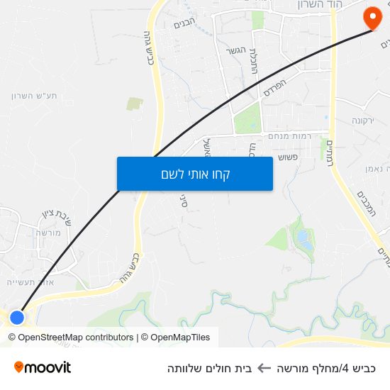 מפת כביש 4/מחלף מורשה לבית חולים שלוותה