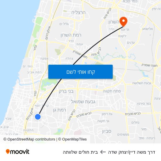 מפת דרך משה דיין/יצחק שדה לבית חולים שלוותה