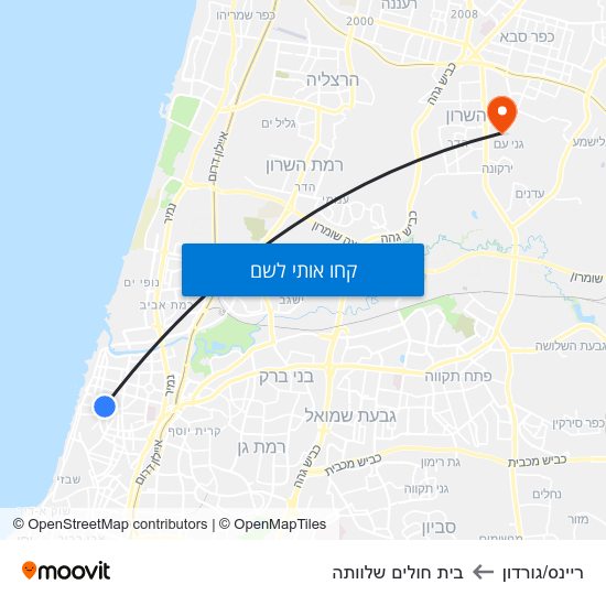 מפת ריינס/גורדון לבית חולים שלוותה