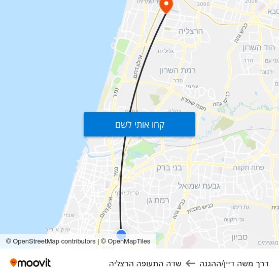 מפת דרך משה דיין/ההגנה לשדה התעופה הרצליה