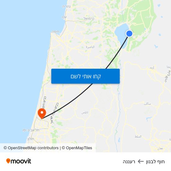 מפת חוף לבנון לרעננה